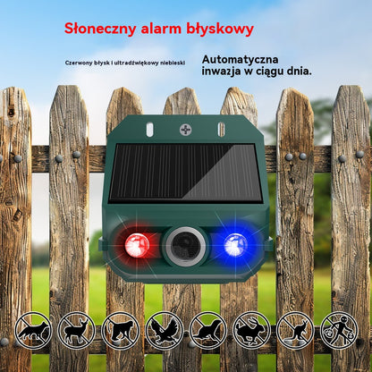 🔥Gorąca wyprzedaż🔥Odstraszacz ptaków ultradźwiękowy zasilany energią słoneczną do użytku na zewnątrz z migającym światłem podczerwonym, z czerwoną i niebieską diodą LED