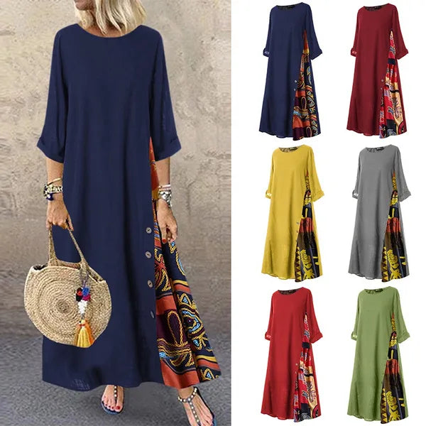 ✨💕【Oferte speciale de vară🔥】【M-5XL】 Noua rochie elegantă retro casual imprimată 2025-4038512