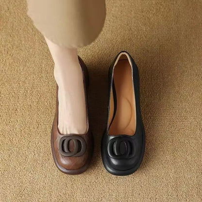 【35-40】Pantofi eleganți pentru femei cu toc gros, design retro și protecție împotriva apei