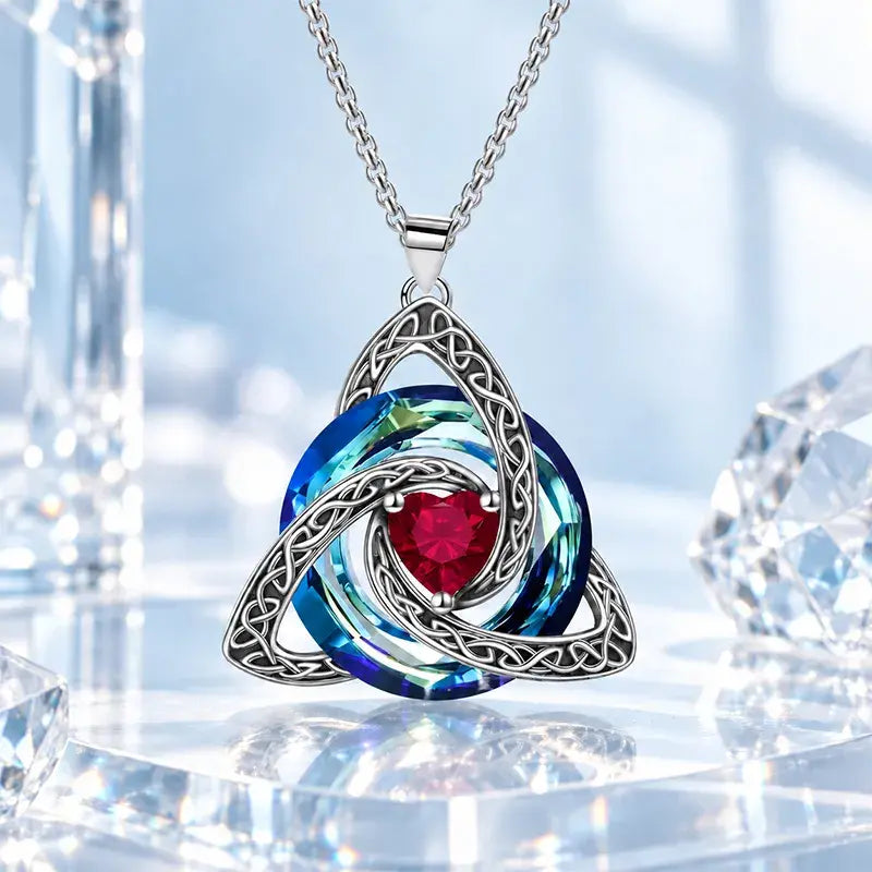 ✨ Lănțișor Elegant cu Pandantiv Nod Celtic și Piatră de Naștere (12 Culori Disponibile)! Design Deosebit în Formă de Inimă · Finisaj Electroplatit Premium · Cadoul Perfect!