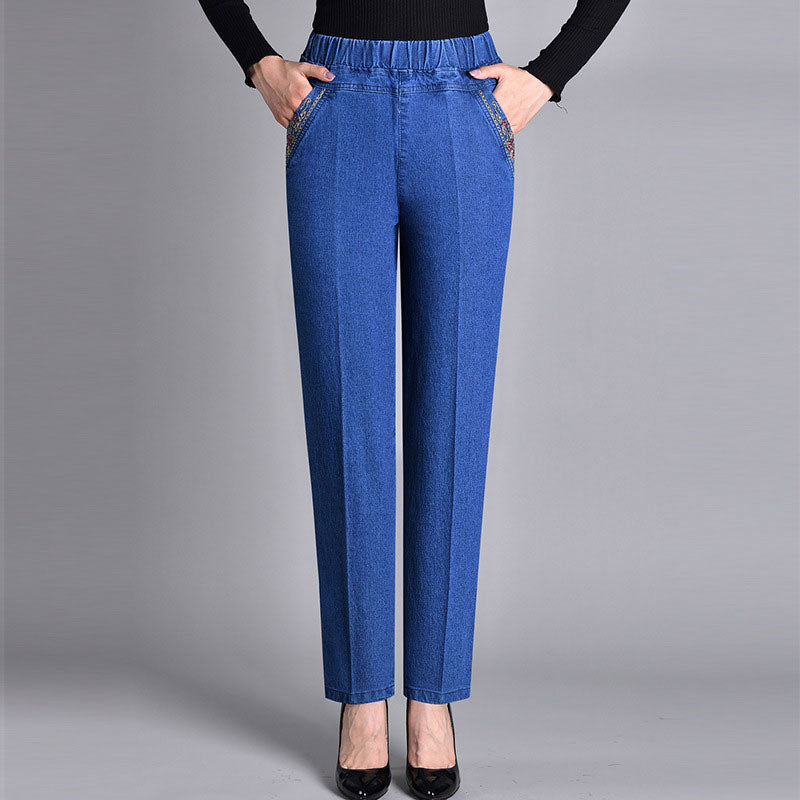 🔥【Reducere 50%】🔥🔥【XL-5XL】Noutate 2026, Blugi elastici casual cu picior drept, mărime de damă