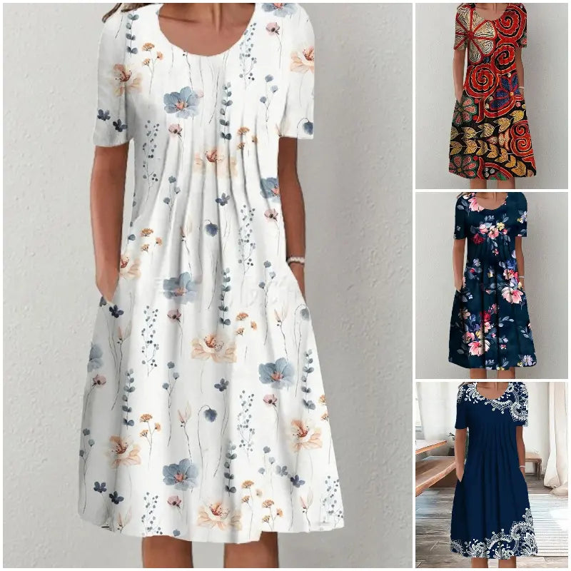 🔥S-5XL💗 Rochie midi cu imprimeu de grădină, nouă în 2026