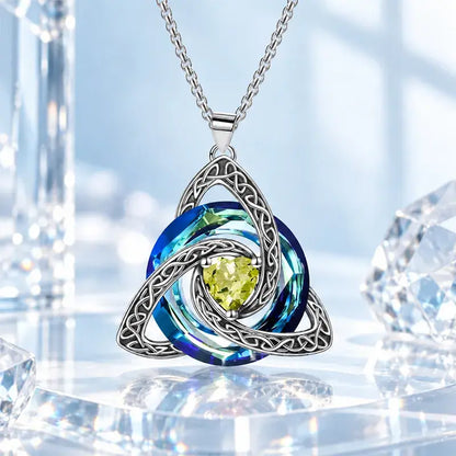 ✨ Lănțișor Elegant cu Pandantiv Nod Celtic și Piatră de Naștere (12 Culori Disponibile)! Design Deosebit în Formă de Inimă · Finisaj Electroplatit Premium · Cadoul Perfect!