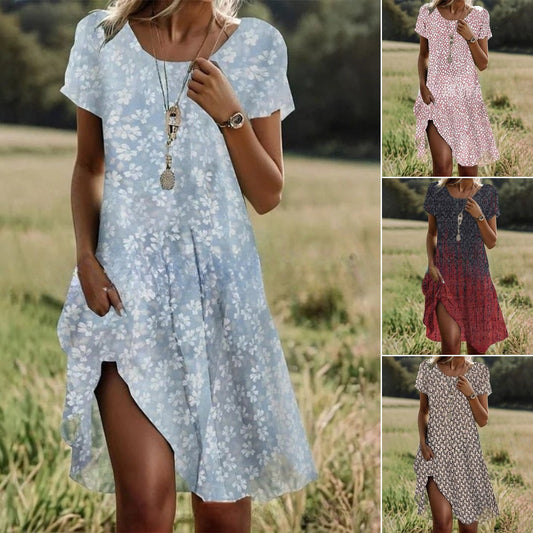 🛒📣【Último día de la promoción】【S-3XL】💖👗Nuevo vestido casual estampado de cuello redondo para primavera y verano 2026 🌸🌞