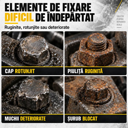 🛠️ Soluția Profesională pentru Șuruburi Blocate! Set Extractor de Piulițe și Șuruburi Deteriorate (14 Piese)! Oțel CrMo Ultra-Rezistent · Profil Anti-Alunecare · Cu Cutie de Transport!