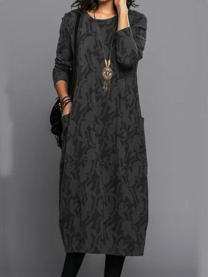 🔥Tallas S-3XL: ¡Especial de invierno! Vestido único con bolsillos y cuello redondo, elegante y con estilo.