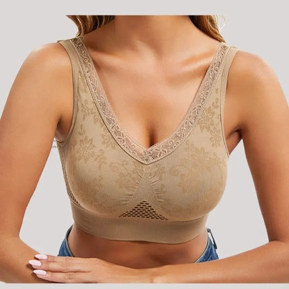 😍❤️【Set 3 bucăți】✨ Sutien din dantelă fără sârmă pentru femei — potrivit pentru 40–120 kg