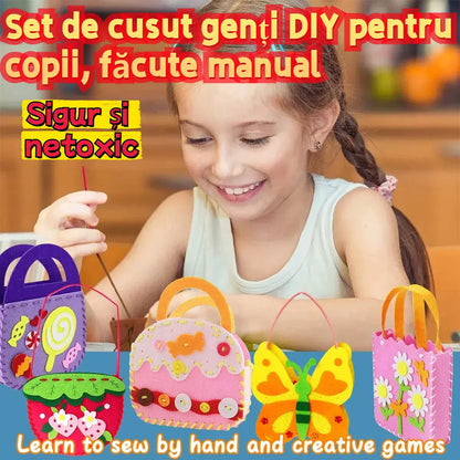 【Cumpărați 5 și primiți 5 gratuit】🎁Primul kit de cusut pentru copii Kit de cusut din fetru DIY Jucării educaționale pentru grădiniță Kit de cusut pentru copii cu ace de siguranță și curele pentru geantă Kit de cusut din pâslă pentru băieți, fete, cadou