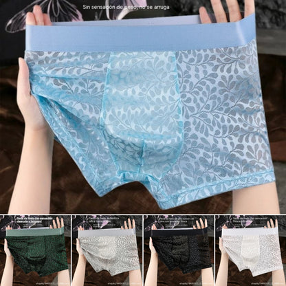 【L-4XL】Lenjerie intimă bărbătească din plasă de mătase glacială, mărime mare, respirabilă.