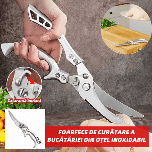 ✂️🥩🍴 Foarfece de bucătărie multifuncționale groase din oțel inoxidabil