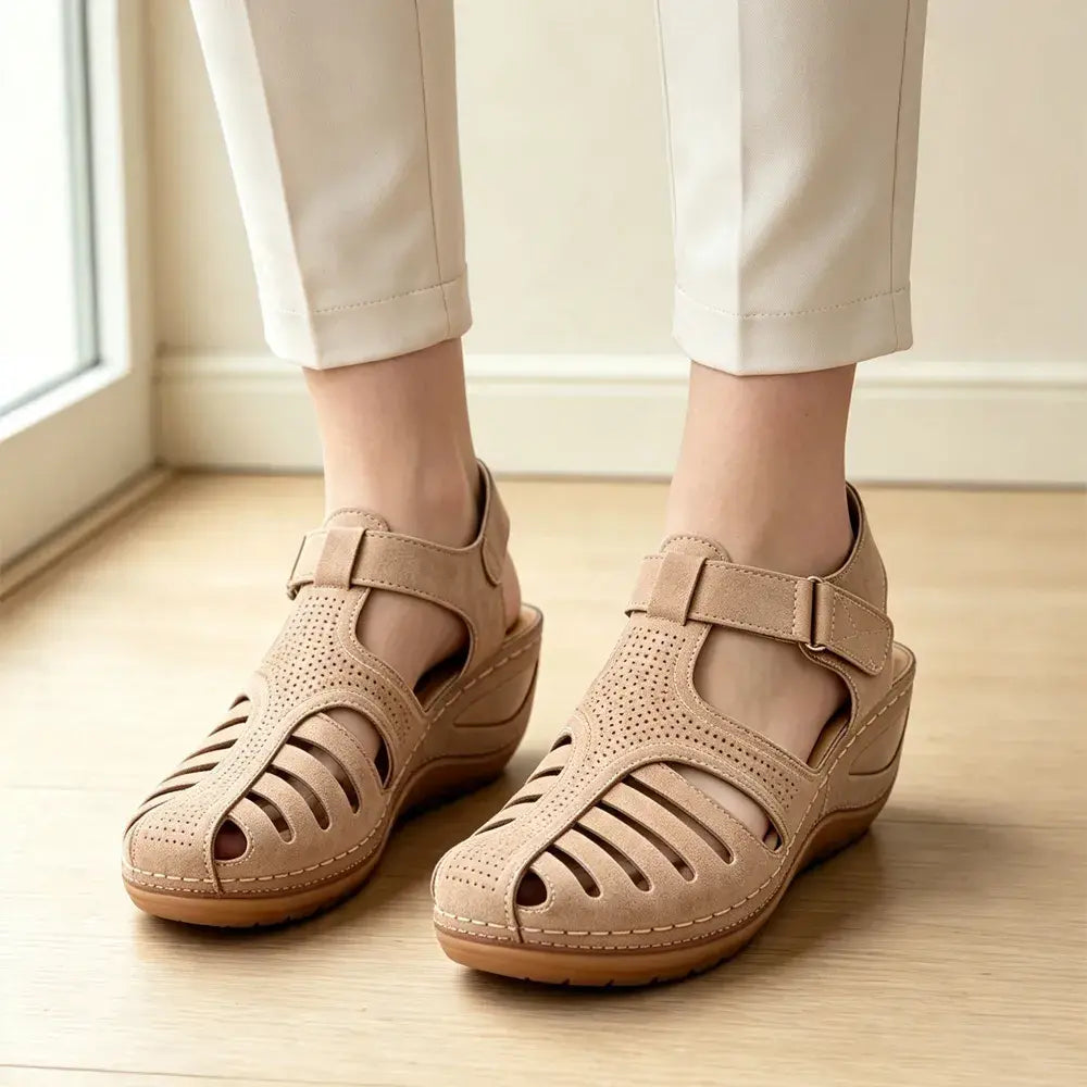 👍【Model îmbunătățit din piele naturală de calitate superioară】Sandale elegante și confortabile cu talpă moale