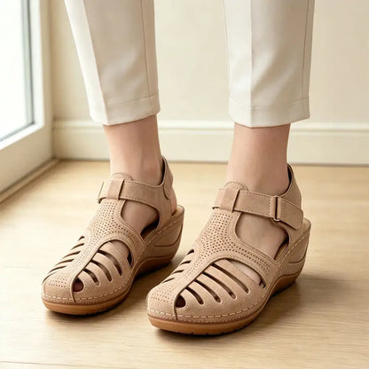 👍【Model îmbunătățit din piele naturală de calitate superioară】Sandale elegante și confortabile cu talpă moale