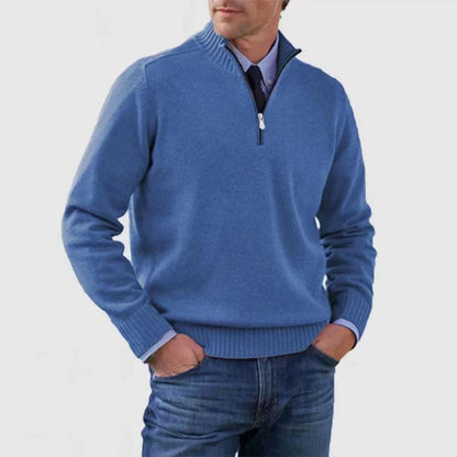 🧥✨ Suéter de punto con cremallera para hombre de talla grande, diseño simple y combinable.