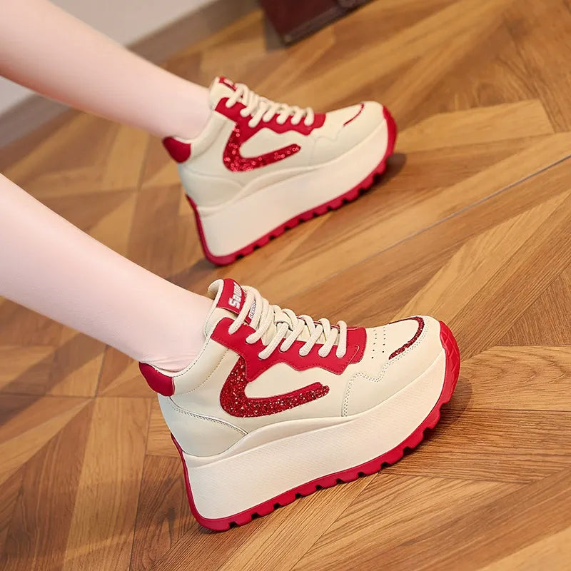 🔥【Gorąca wyprzedaż】Nowe buty sportowe damskie 2025, gruba podeszwa, wzrost 8 cm, buty codzienne damskie