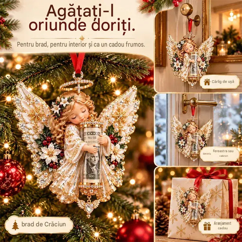 🎁 Set din 5 piese, la prețul de 159 lei ✨ Decorațiuni de Crăciun cu îngerași (pot fi folosite și ca ambalaj sau suport pentru cadouri în bani)