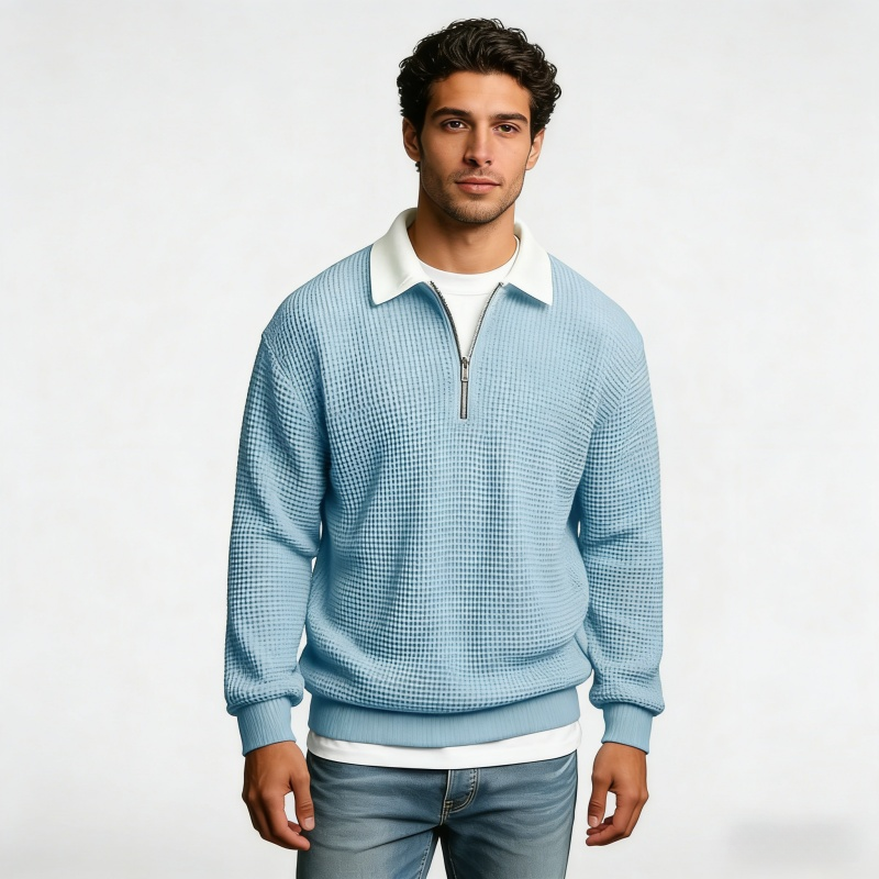 🔥【S-5XL】Nueva camiseta polo de hombre con cremallera, cómoda, moderna y casual para primavera y otoño 2026