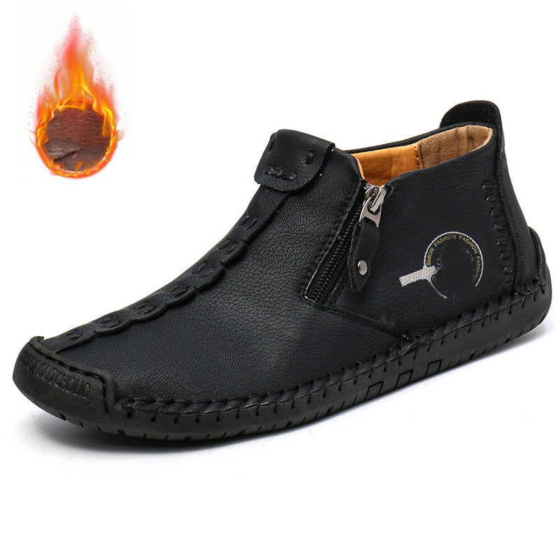 👞💥【38-48】Novost Zima 2025: Moške Martens čevlje s podlogo iz krzna in zadrgo – Topli, udobni in stilski za zimske dni!