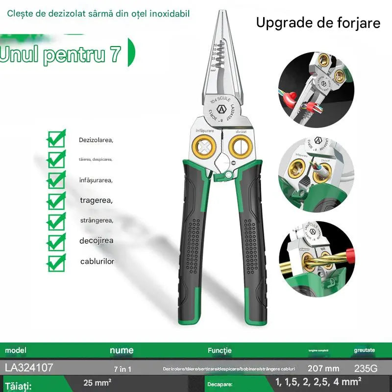 🔥Clește multifuncțional 7 în 1 din inox pentru lucrări electrice precise și rapide