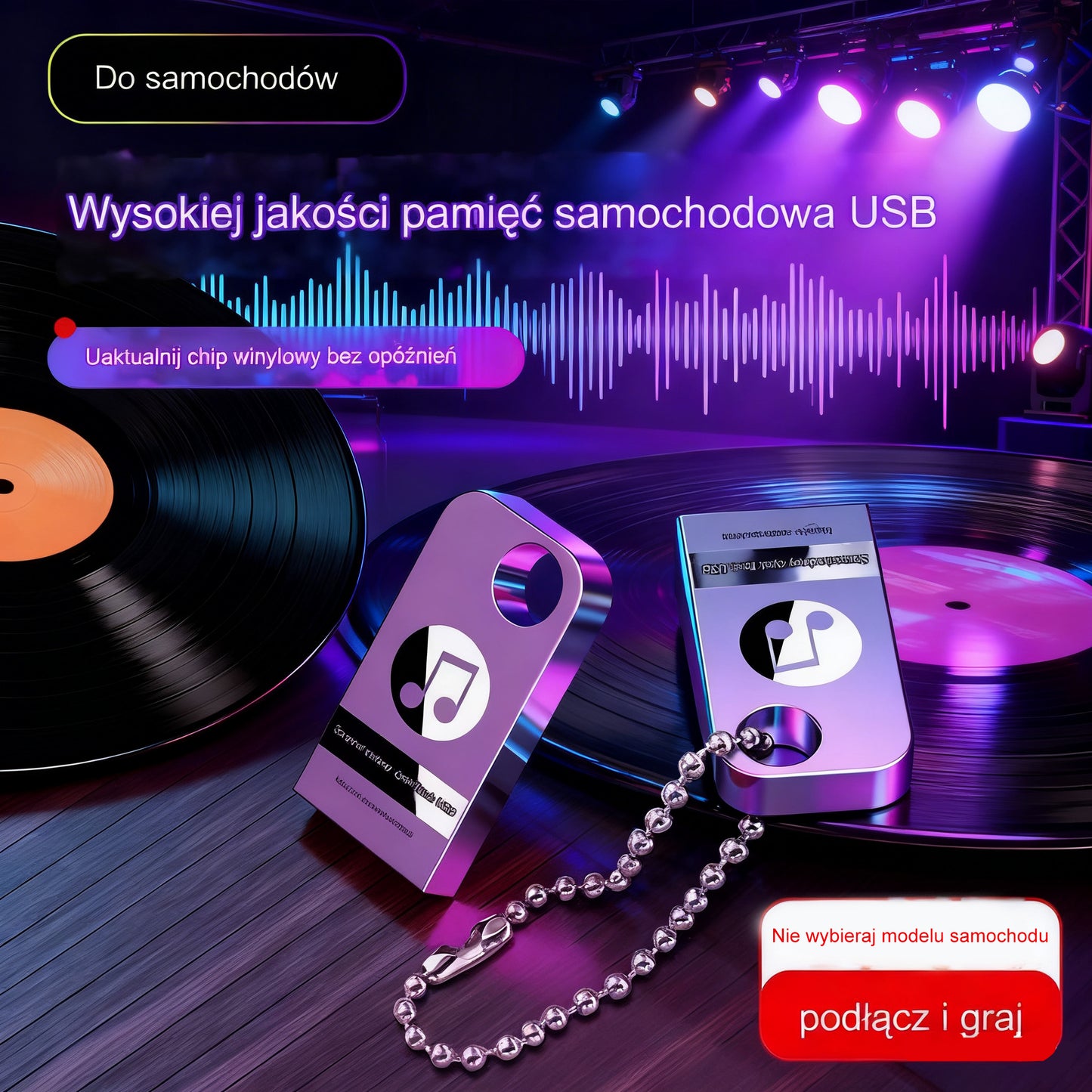 【Music U Disk】 Zawiera 8000 utworów, 600 MV, efekty dźwiękowe 6D