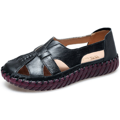 💞【Mărimi 35-41】Sandale plate pentru femei, sandale din piele naturală cu talpă moale