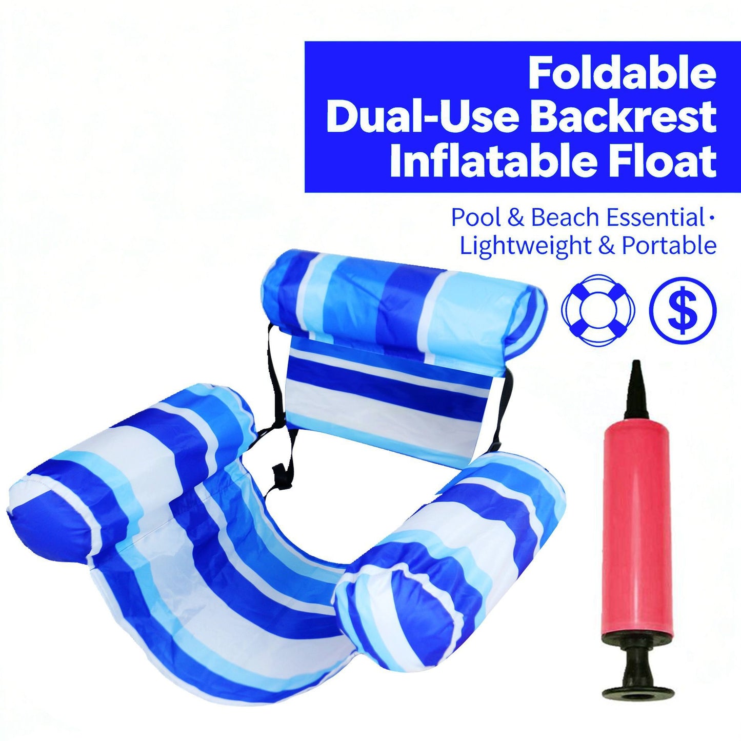 ✅️Livrare gratuită 💦📢 Canapea plutitoare pliabilă cu spătar + pompă de aer