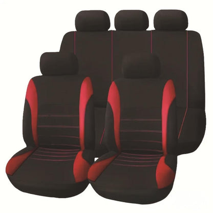 🚗🚗【50% zniżki】🔥Bestsellerowe uniwersalne pokrowce samochodowe z tkaniny z linią w talii, komplet na 5 miejsc【2 przednie siedzenia + 1 tylne siedzenie + 1 oparcie + 5 pokrowców na zagłówki】