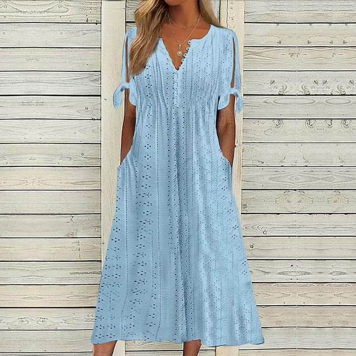【🏆Cele mai bine vândute produse】👗 Rochie simplă și delicată, de culoare uni