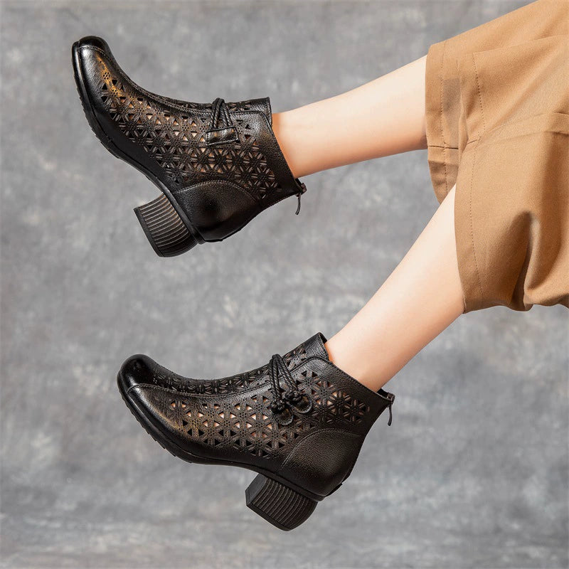 👢【35-40】 2026 Lato Nowe Oddychające Botki Na Grubym Obcasie-3913976