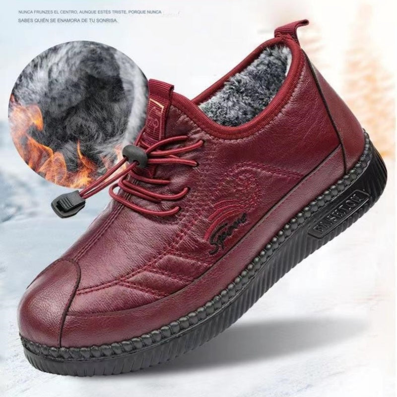 【35-41】Zapatos cálidos de felpa de cuero suave de alta calidad para mujer, suaves y antideslizantes.