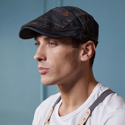 🤠【Oferta por tiempo limitado】Boina de mezclilla para hombre Gorra con visera Retro Sombrero informal