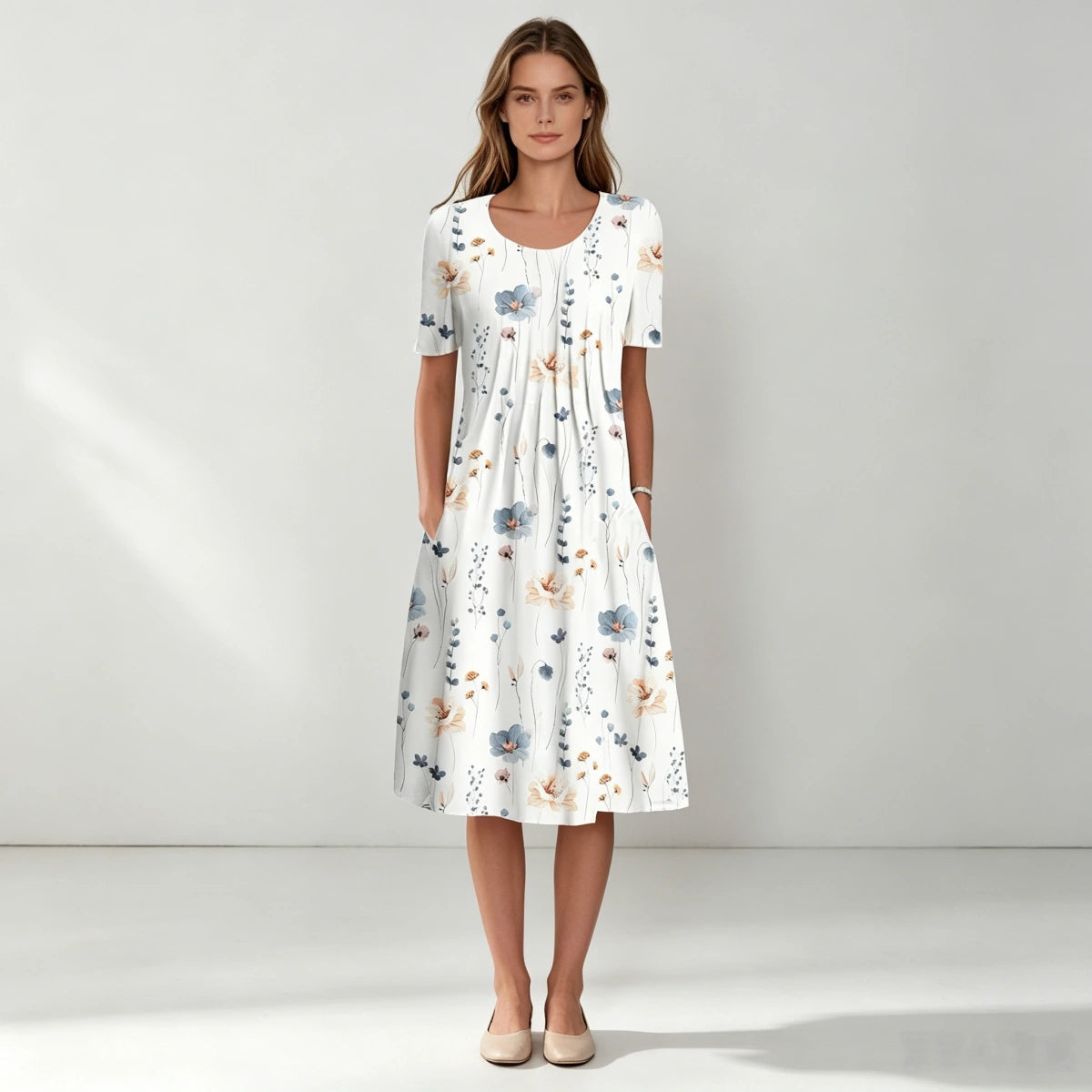🔥S-5XL💗 Rochie midi cu imprimeu de grădină, nouă în 2026