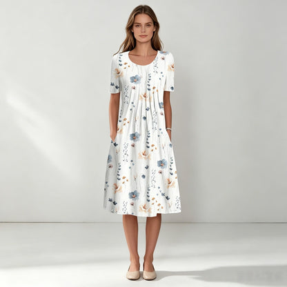 🔥S-5XL💗 Rochie midi cu imprimeu de grădină, nouă în 2026