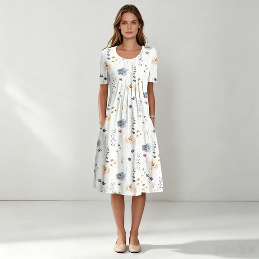 🔥S-5XL💗 Rochie midi cu imprimeu de grădină, nouă în 2026