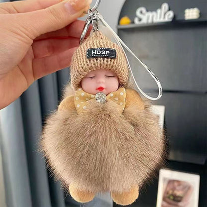 😴🧸🚗Kup 2, a 2 dostaniesz gratis🔥Wisiorek do samochodu w kształcie śpiącej lalki, pluszowy brelok z postacią z kreskówki.