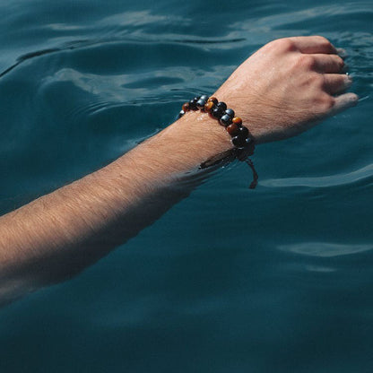 📿🎁Pulsera de piedra preciosa natural de ojo de tigre, obsidiana y hematita, trenzada y ajustable.