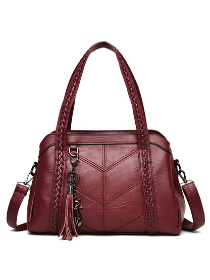 👜💟【50% ZĽAVA】Mäkká kožená taška, kabelka, veľká kapacita, tri priehradky, vodeodolná a odolná voči poškriabaniu