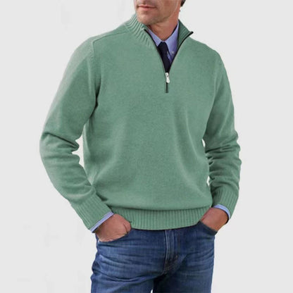 🧥✨ Suéter de punto con cremallera para hombre de talla grande, diseño simple y combinable.