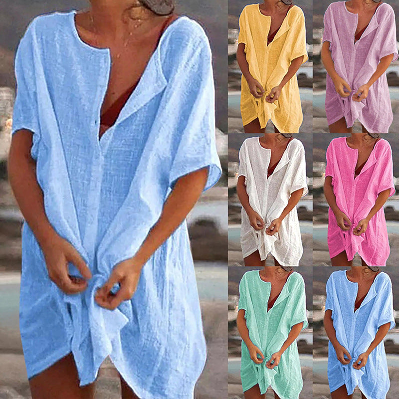【S-5XL】Nuevas camisas casuales de color largo para damas