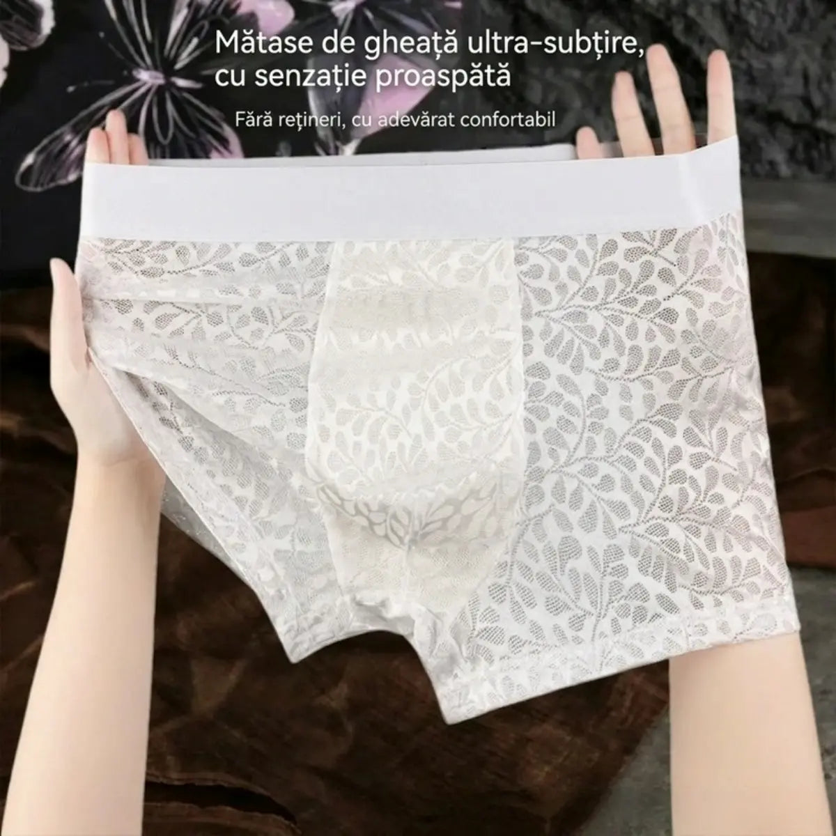【L-4XL】Lenjerie intimă bărbătească din plasă de mătase glacială, mărime mare, respirabilă.