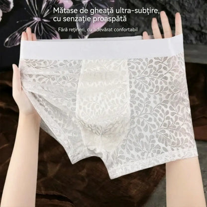 【L-4XL】Lenjerie intimă bărbătească din plasă de mătase glacială, mărime mare, respirabilă.