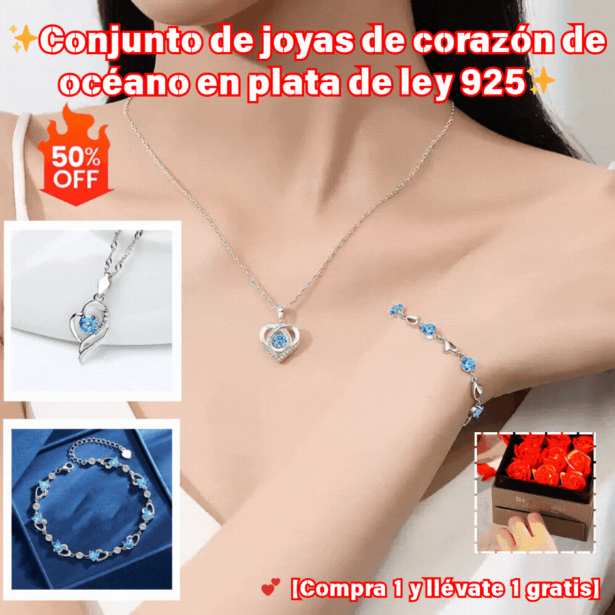 ✨✨Set pulsera de plata 925 + collar Corazón del Océano