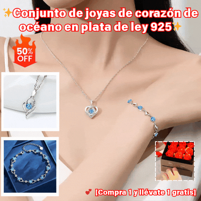 ✨✨Set pulsera de plata 925 + collar Corazón del Océano