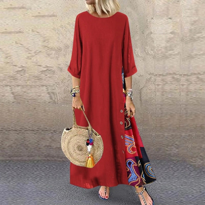 ✨💕【Oferte speciale de vară🔥】【M-5XL】 Noua rochie elegantă retro casual imprimată 2025-4038512