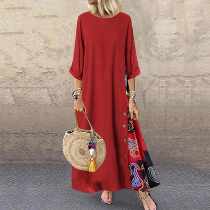 ✨💕【Oferte speciale de vară🔥】【M-5XL】 Noua rochie elegantă retro casual imprimată 2025-4038512
