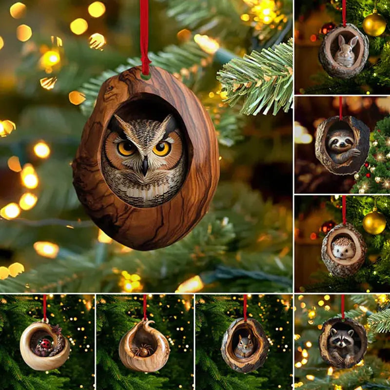 【10 bucăți】🎄Ornament pentru bradul de Crăciun cu animale. Ornament suspendat cu animale mici.