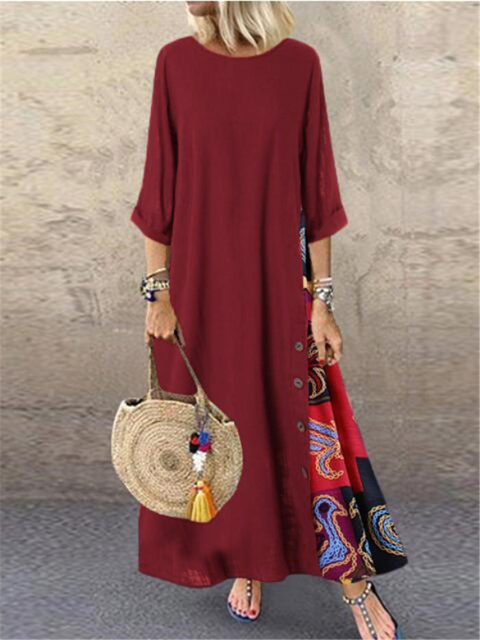 ✨💕【Oferte speciale de vară🔥】【M-5XL】 Noua rochie elegantă retro casual imprimată 2025-4038512