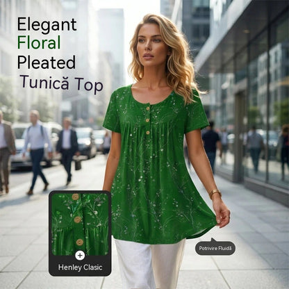 Rochie de damă cu imprimeu plisat și talie tip buchet