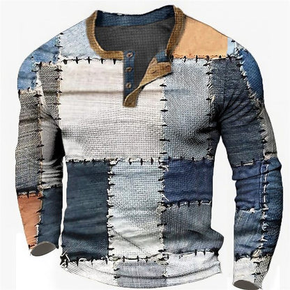 🎁😍[Wyprzedaż ograniczona czasowo] 👔[S-4XL] Męska koszulka polo z długim rękawem i nadrukiem