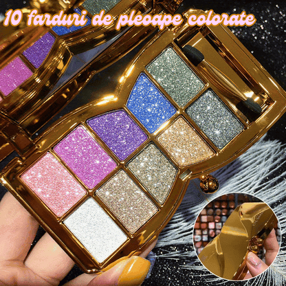 💃🌟Paleta de fard de pleoape cu 10 culori Glitter Diamond cu pensula