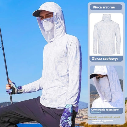 ☀️🎏【M-5XL】Letnia, oddychająca, męska odzież chroniąca przed słońcem, wykonana z kamuflażu z lodowego jedwabiu